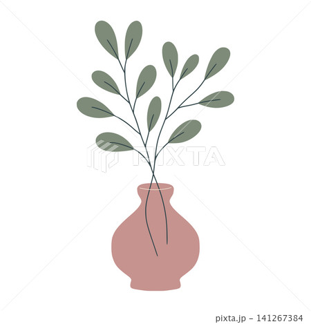 Leaves branches in a minimalist vase decoration Leaves branches in a minimalist vase decoration 141267384