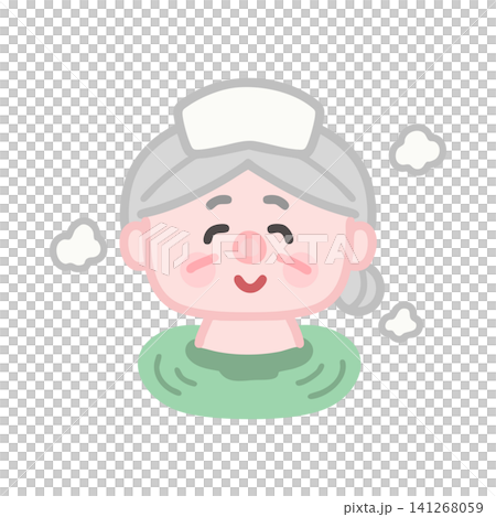 一位老婦人在溫泉洗澡 141268059