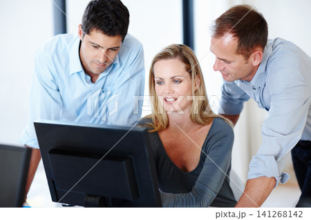 Group, computer and assistance with task, work and plan for corporate, strategy and development in office. Men, woman and technology for working, discussing and review for brainstorming in workplace. Group, computer and assistance with task, work and plan for corporate, strategy and development in office. Men, woman and technology for working, discussing and review for brainstorming in workplace. 141268142