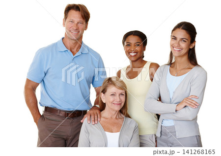 Teamwork, support and business people in portrait in studio with happiness, confidence and trust on white background. Diversity, management consultants and partnership with smiles in Australia Teamwork, support and business people in portrait in studio with happiness, confidence and trust on white background. Diversity, management consultants and partnership with smiles in Australia 141268165