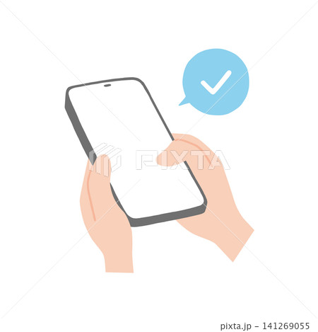 スマホを両手で操作する手のイラスト スマホを両手で操作する手のイラスト 141269055