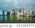Singapore Central Business District seen from Marina bay transform from dawn to morning. 141269379