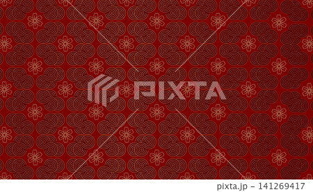 Red gorgeous background with golden Chinese floral pattern Red gorgeous background with golden Chinese floral pattern 141269417