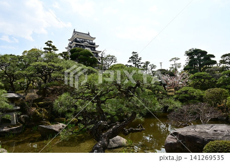 日本庭園から池越しに望む福山城 日本庭園から池越しに望む福山城 141269535