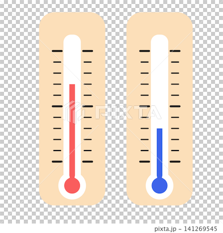 シンプルな温度計のイラスト 赤と青 シンプルな温度計のイラスト 赤と青 141269545