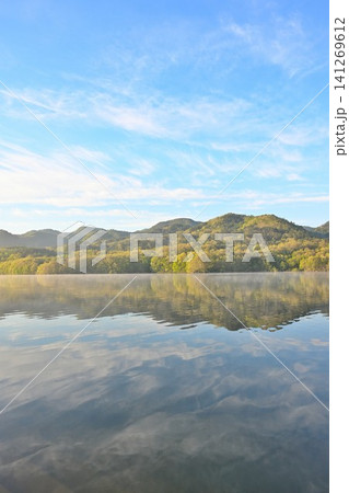 朝靄に包まれた七ヶ宿湖の春景色(宮城県七ヶ宿町) 朝靄に包まれた七ヶ宿湖の春景色(宮城県七ヶ宿町) 141269612