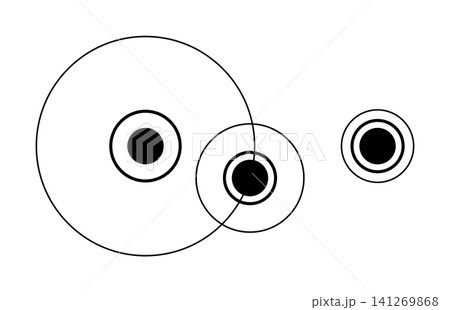 Set of three crop circles showing a Delboeuf illusion, an optical illusion, of relative size perception. All circled dark discs are the same size. Crop circle patterns found 2026 in Wiltshire. Vector Set of three crop circles showing a Delboeuf illusion, an optical illusion, of relative size perception. All circled dark discs are the same size. Crop circle patterns found 2026 in Wiltshire. Vector 141269868