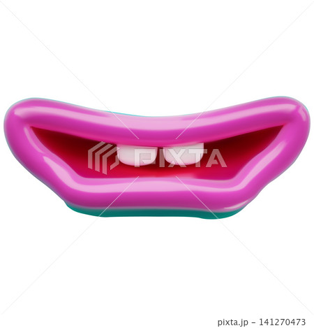 Glossy pink cartoon mouth smile 3D vector element Glossy pink cartoon mouth smile 3D vector element 141270473
