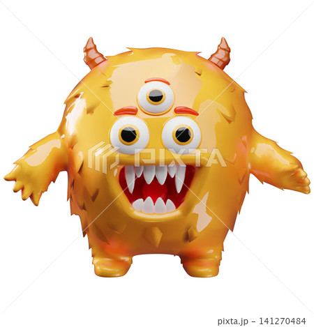 Glossy yellow monster character 3D vector illustration element Glossy yellow monster character 3D vector illustration element 141270484