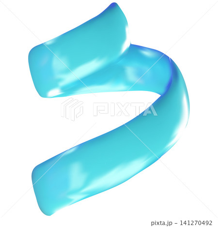 Realistic party element light blue curly ribbon 3D cartoon plastic style, vector volume festive spiral tape serpentine Realistic party element light blue curly ribbon 3D cartoon plastic style, vector volume festive spiral tape serpentine 141270492