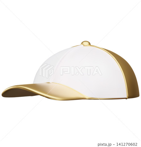 3D mockup of a white and gold baseball cap with space for a logo. 3D mockup of a white and gold baseball cap with space for a logo. 141270602