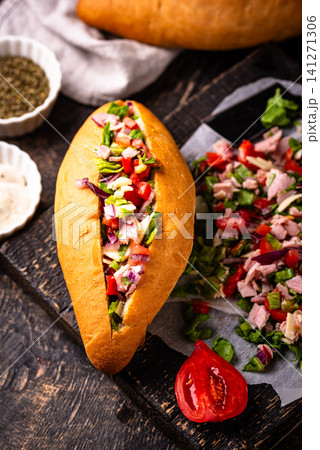 Trendy viral chopped Italian sandwich Trendy viral chopped Italian sandwich 141271306