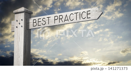 Best practice - wooden signpost with one arrow 141271373
