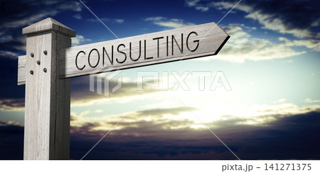 Consulting - wooden signpost with one arrow 141271375