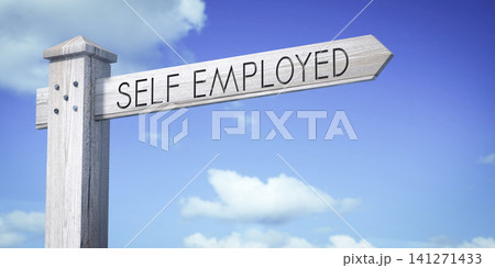 Self employed - wooden signpost with one arrow 141271433
