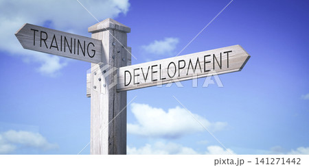 Training and Development - Wooden Signpost with Two Arrows Training and Development - Wooden Signpost with Two Arrows 141271442