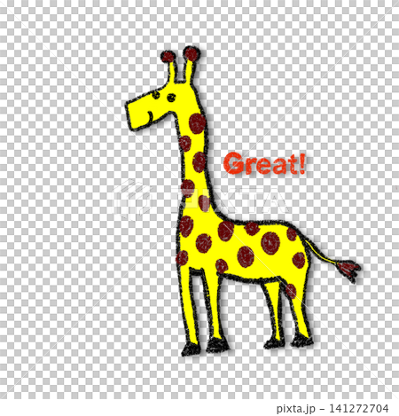 The word "Great" and an illustration of a giraffe (with a drop shadow) The word "Great" and an illustration of a giraffe (with a drop shadow) 141272704