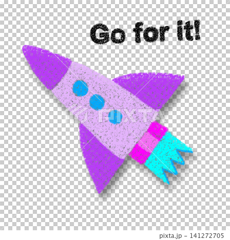 Go for itの文字とロケットのイラスト(ドロップシャドーつき) Go for itの文字とロケットのイラスト(ドロップシャドーつき) 141272705