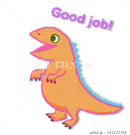 Good jobという恐竜のイラスト(ドロップシャドーつき) Good jobという恐竜のイラスト(ドロップシャドーつき) 141272708