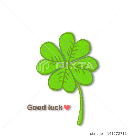 Good luckというクローバーのイラスト(ドロップシャドーつき) Good luckというクローバーのイラスト(ドロップシャドーつき) 141272711