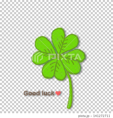 Good luckというクローバーのイラスト(ドロップシャドーつき) Good luckというクローバーのイラスト(ドロップシャドーつき) 141272711