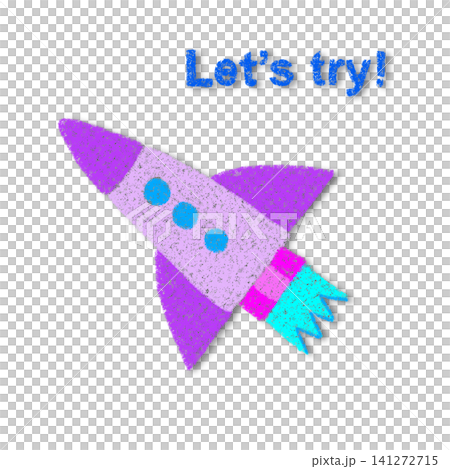 An illustration of a rocket with the words "Let's try" (with a drop shadow). An illustration of a rocket with the words "Let's try" (with a drop shadow). 141272715