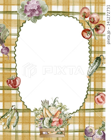 Vegetable Harvest Frame Watercolor Invitation Template Hand Painted Vegetable Harvest Frame Watercolor Invitation Template Hand Painted 141272731
