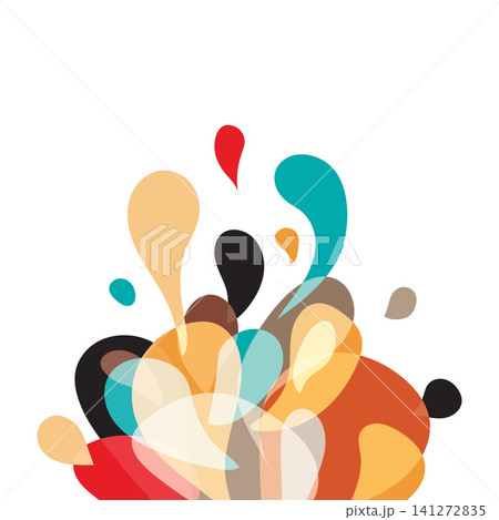 Abstract overlapping blobs vector shapes with soft organic forms. Layered amorphous bubble composition for modern background design, fluid geometry, creative artistic illustration element. 141272835