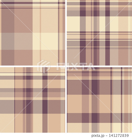 Plaid pattern set ideal for home interiors, clothing lines, and web backgrounds. Seamless repeats maintain alignment. 141272839