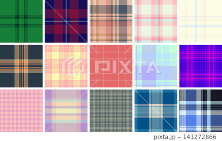 Plaid pattern set suitable for DIY crafts, digital papers, and product mockups. Seamless repeats align perfectly. Plaid pattern set suitable for DIY crafts, digital papers, and product mockups. Seamless repeats align perfectly. 141272866