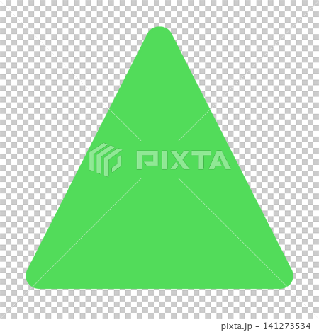 A solid green triangle shape with rounded corners, usable as a background or icon base. 141273534