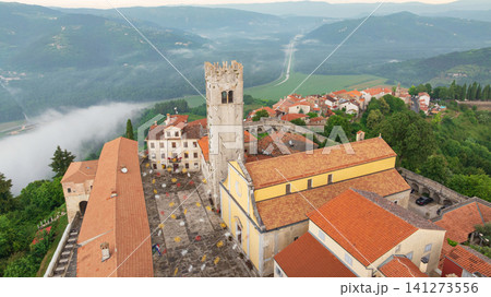 Motovun Medieval Hilltop Fortress Town Aerial View Istria 141273556