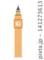 London Big Ben. Famous clock tower. Vector illustration in flat style 141273613
