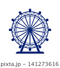 Monochrome silhouette of a Ferris wheel. Amusement park attraction element. Vector illustration. 141273616