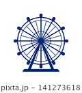 Monochrome silhouette of a Ferris wheel. Amusement park attraction element. Vector illustration. 141273618