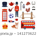 Travel to Great Britain Kingdom, London set. Landmarks, food and culture symbols collection. Vector illustration 141273622