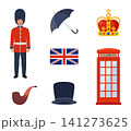 Travel to Great Britain Kingdom, London set. Landmarks, food and culture symbols collection. Vector illustration 141273625