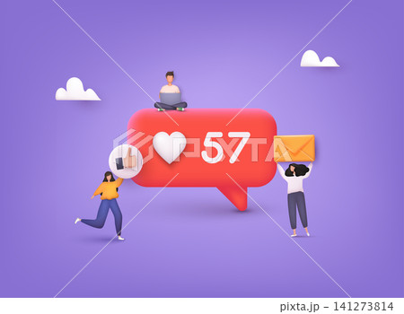 Social media like icon concept. Comment and Follower. 3D Web Vector Illustrations. Social media like icon concept. Comment and Follower. 3D Web Vector Illustrations. 141273814