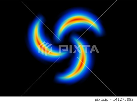 Abstract shape glowing in neon light, with heatmap color palette 141273882