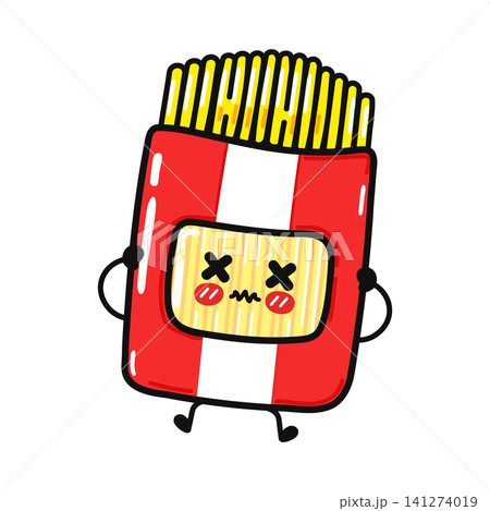 Dizzy cute spaghetti package character with crossed eyes 141274019