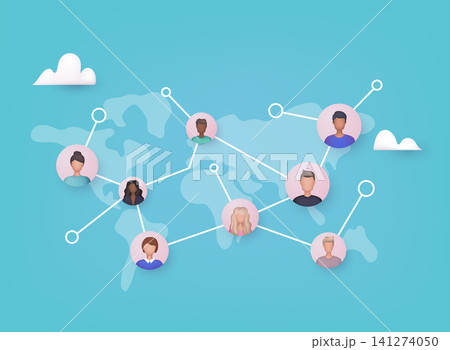Networking concept. Social contacts of people connected by nodes and lines. 3D Web Vector Illustrations. Networking concept. Social contacts of people connected by nodes and lines. 3D Web Vector Illustrations. 141274050
