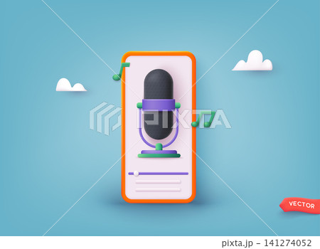 Webinar, online training, radio show or audio blog podcast concept. Mobile app infographic template with buttons. 3D Web Vector Illustrations. Webinar, online training, radio show or audio blog podcast concept. Mobile app infographic template with buttons. 3D Web Vector Illustrations. 141274052