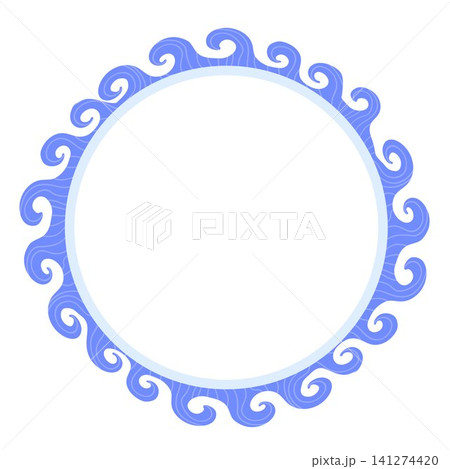 Blue ocean wave circle frame with copy space for summer cards posters logos and marine design Blue ocean wave circle frame with copy space for summer cards posters logos and marine design 141274420