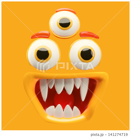 3D cartoon monster face character vector illustration 3D cartoon monster face character vector illustration 141274719