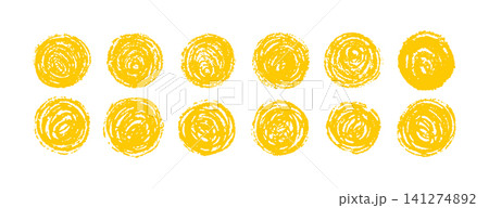Abstract grunge sunburst in yellow. Vintage japanese stamp or circular icon. Crayon drawing. Vector illustration Abstract grunge sunburst in yellow. Vintage japanese stamp or circular icon. Crayon drawing. Vector illustration 141274892