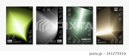 Set of modern stripe layer shade abstract cover background 141275919