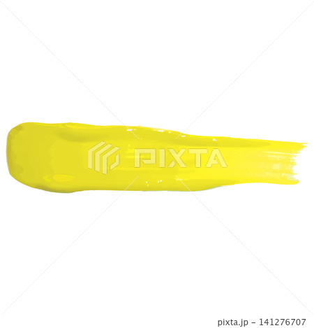 Realistic yellow paint brush stroke horizontal oil acrylic paint stripe, 3d textured dye artistic creative vector design Realistic yellow paint brush stroke horizontal oil acrylic paint stripe, 3d textured dye artistic creative vector design 141276707