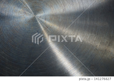 Brushed, circular metal texture - background 141276827