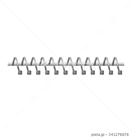 Metal spiral binder realistic vector illustration, horizontal steel bound wire rings spring, binding coils square holes Metal spiral binder realistic vector illustration, horizontal steel bound wire rings spring, binding coils square holes 141276878