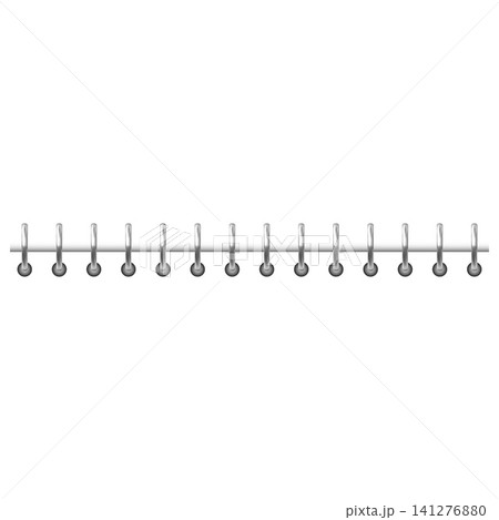 Metal binder realistic vector, steel bound wire ring spring with round holes and straight stitches, paper sheet holder Metal binder realistic vector, steel bound wire ring spring with round holes and straight stitches, paper sheet holder 141276880
